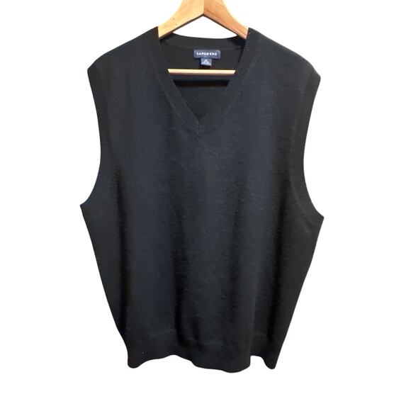Lands End Cashmere Mens Vest Sx XL oversized Grandpacore Kaschmir Black EUC - Picture 1 of 4